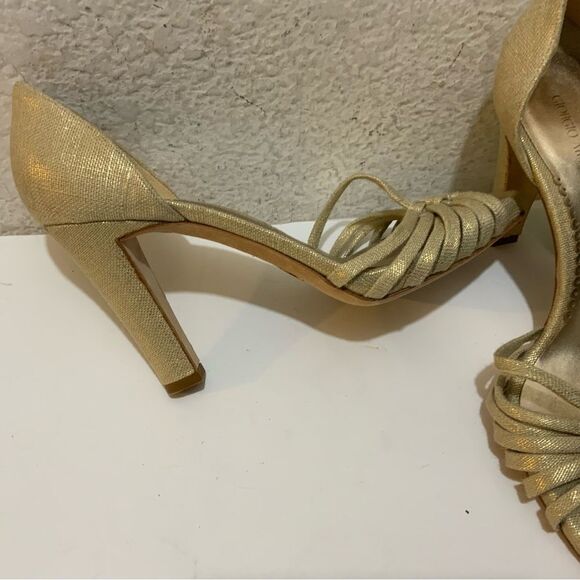 Giorgio Armani heels metallic gold strappy knot 37.5 B Italy - Picture 5 of 12